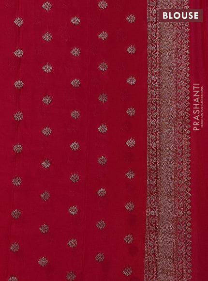 Banarasi Art Georgette Saree mango yellow and dark pink with woven buttas and woven border