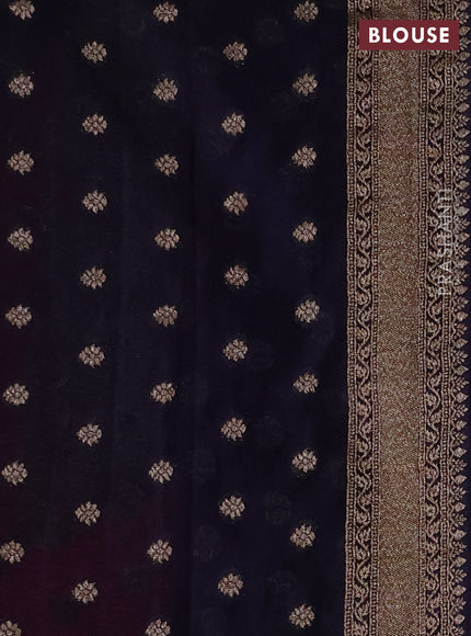 Banarasi Art Georgette Saree pink and jamun shade with woven buttas and woven border