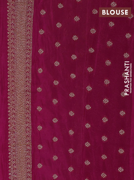 Banarasi Art Georgette Saree beige and dark magenta pink with woven buttas and woven border