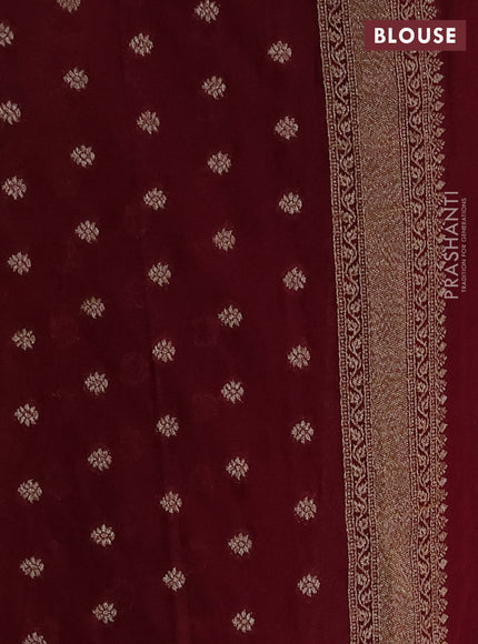 Banarasi Art Georgette Saree peach and wine shade with woven buttas and woven border