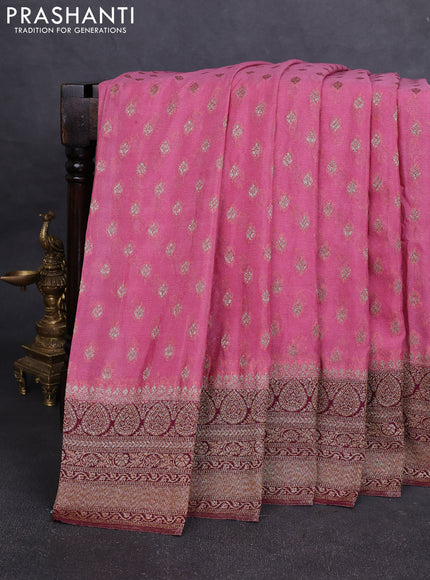 Banarasi Art Georgette Saree mauve pink and purple with woven buttas and woven border