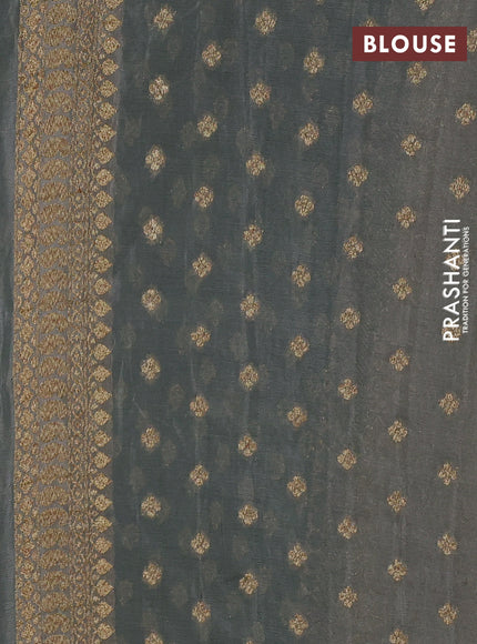 Banarasi Art Georgette Saree bottle green and grey with woven buttas and woven border