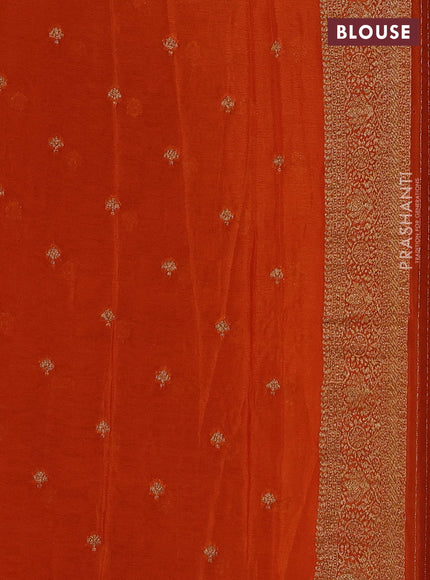 Banarasi Art Georgette Saree wine shade and orange with allover thread & zari checked pattern and woven border