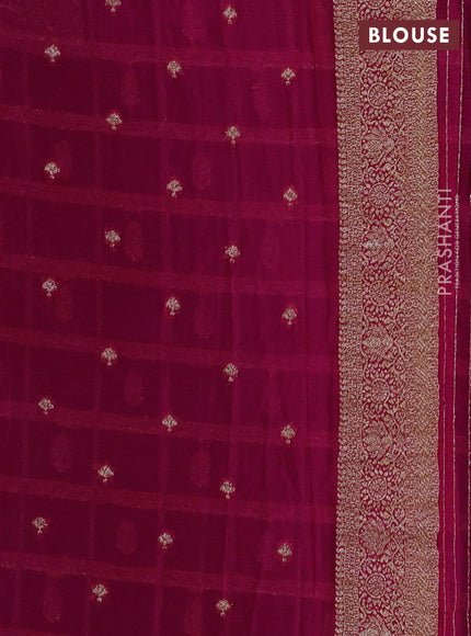 Banarasi Art Georgette Saree navy blue and magenta pink with allover thread & zari weaves and woven border