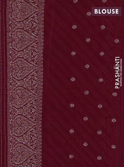 Banarasi Art Georgette Saree maroon and orange with allover thread & zari leheriya weaves and woven border