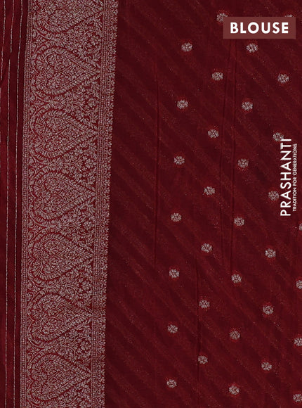 Banarasi Art Georgette Saree peacock blue and maroon with allover thread & zari leheriya weaves and woven border