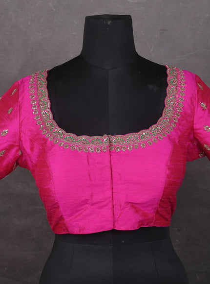 Pink Raw silk Embroidery Readymade Blouse