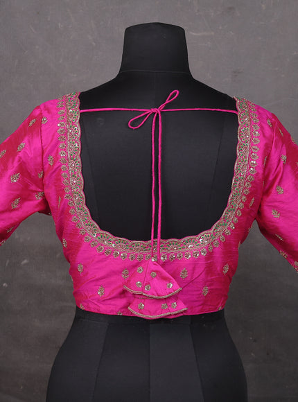 Pink Raw silk Embroidery Readymade Blouse