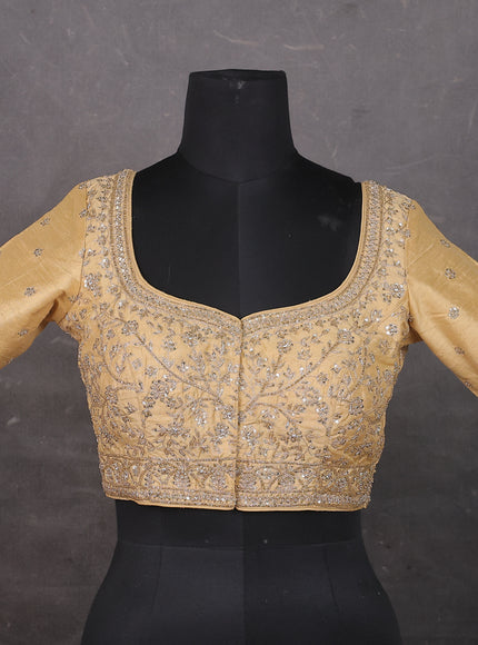 Sandal Raw silk Embroidery Readymade Blouse