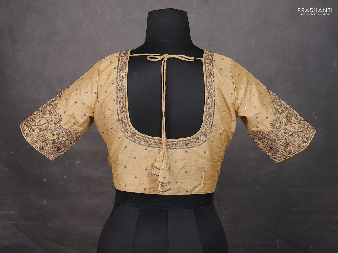 Sandal Raw silk Embroidery Readymade Blouse