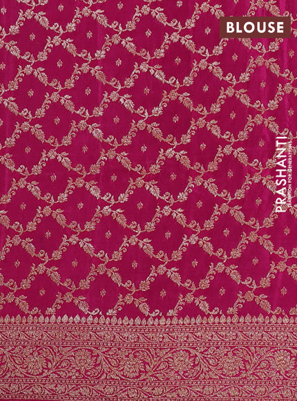 Pure Banarasi Crepe Partly Saree beige and pink with allover woven buttas and woven border
