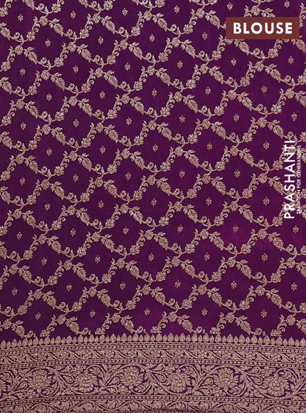 Pure Banarasi Crepe Partly Saree teal blue and purple with allover woven buttas and woven border