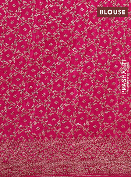 Pure Banarasi Crepe Partly Saree pastel pink and pink with allover woven buttas and woven border