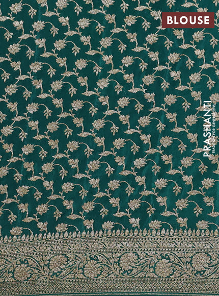 Pure Banarasi Crepe Partly Saree pastel green and teal green with allover woven buttas and woven border