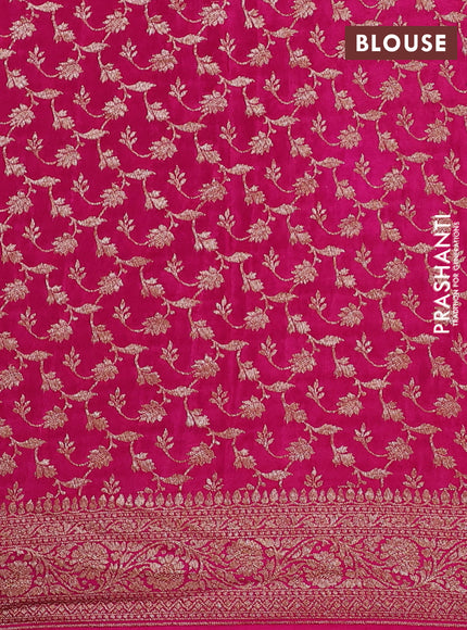 Pure Banarasi Crepe Partly Saree yellow and pink with allover woven buttas and woven border