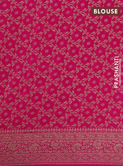 Pure Banarasi Crepe Partly Saree black and pink with allover woven buttas and woven border
