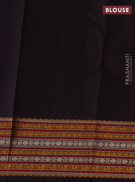 Pure kanchipuram silk saree red and deep jamun with thread woven buttas and temple design thread woven border
