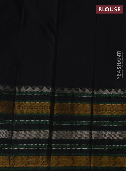 Pure kanchipuram silk saree pista green and black with allover checks & buttas and thread woven border