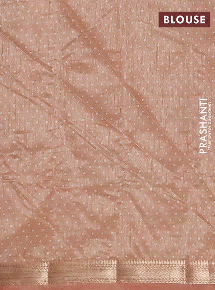 Semi raw silk saree sandal with allover geometric prints and zari woven border