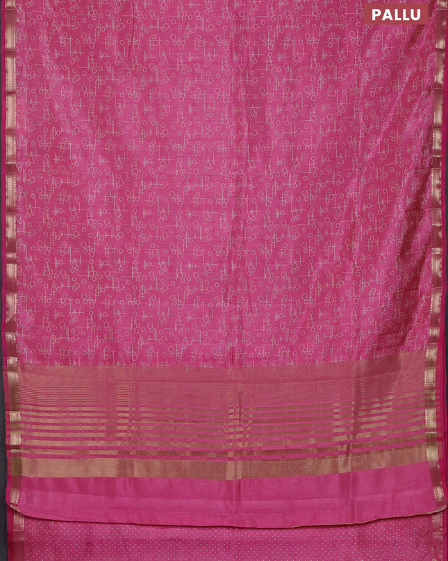 Semi raw silk saree light pink with allover geometric prints and zari woven border