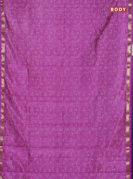 Semi raw silk saree lavender with allover geometric prints and zari woven border