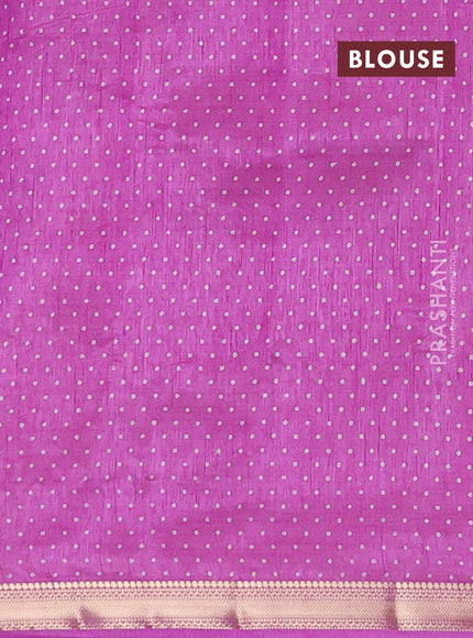 Semi raw silk saree lavender with allover geometric prints and zari woven border