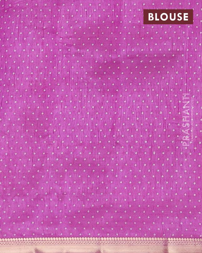 Semi raw silk saree lavender with allover geometric prints and zari woven border