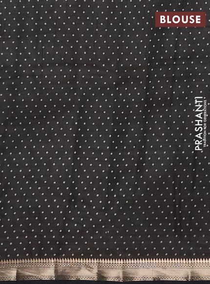 Semi raw silk saree black with allover geometric prints and zari woven border