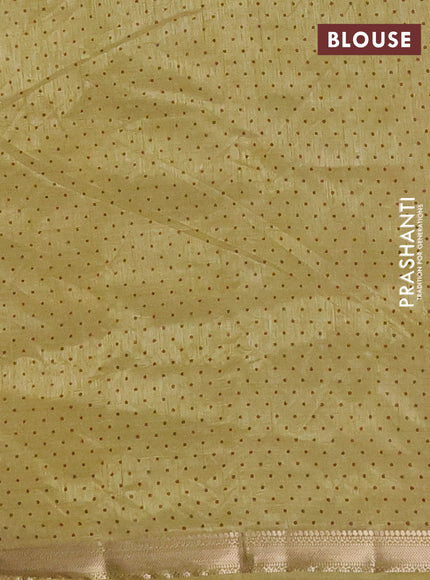 Semi raw silk saree lime yellow with allover geometric prints and zari woven border