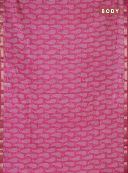 Semi raw silk saree light pink with allover paisley butta prints and zari woven border