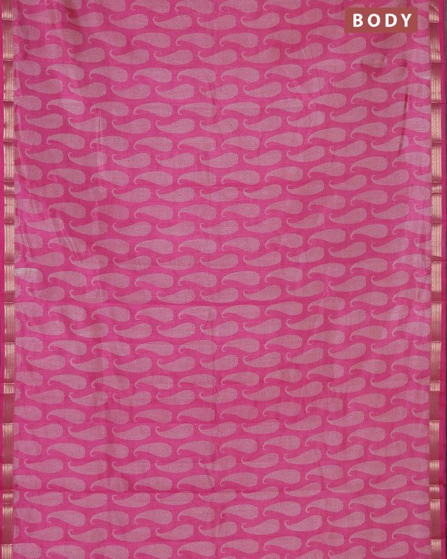 Semi raw silk saree light pink with allover paisley butta prints and zari woven border