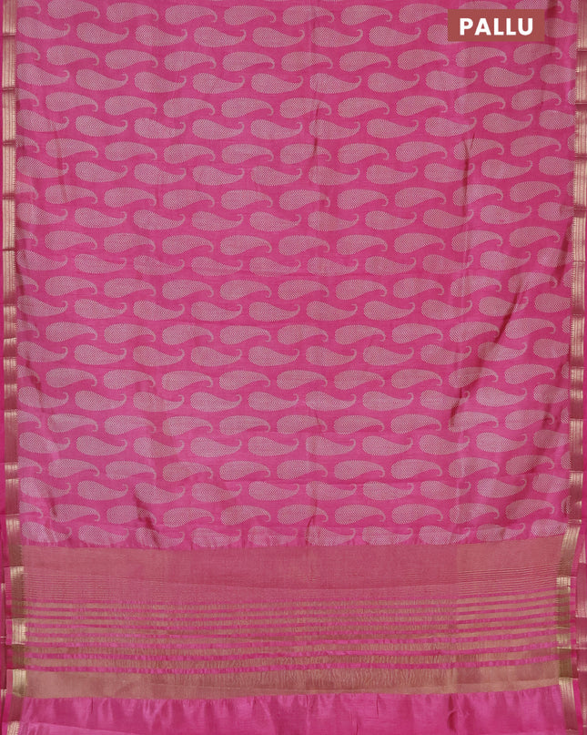 Semi raw silk saree light pink with allover paisley butta prints and zari woven border