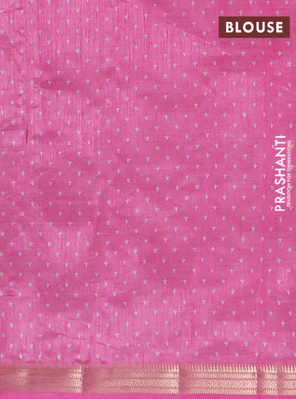 Semi raw silk saree light pink with allover paisley butta prints and zari woven border