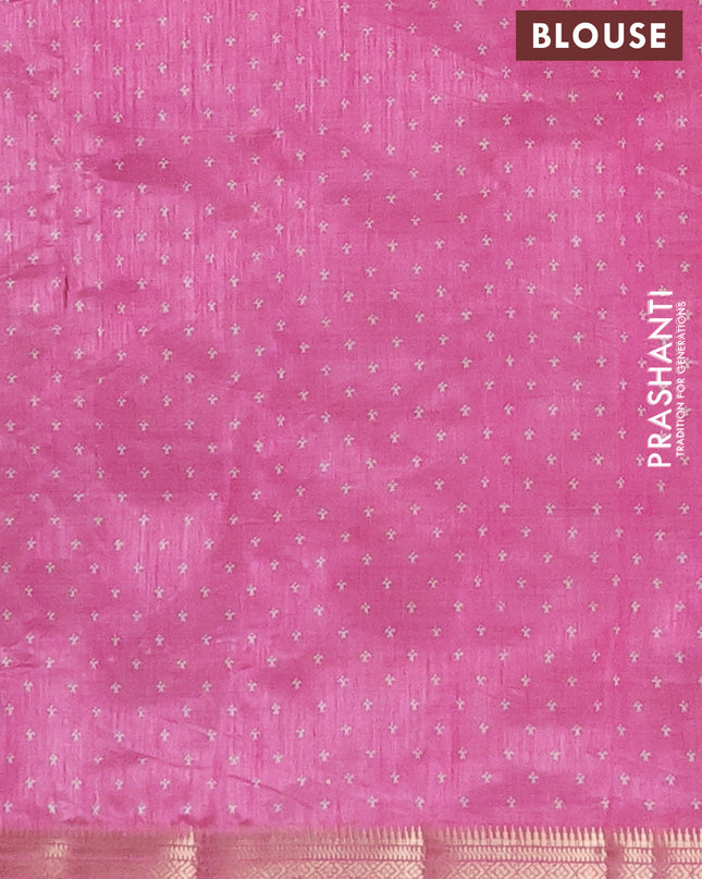 Semi raw silk saree light pink with allover paisley butta prints and zari woven border