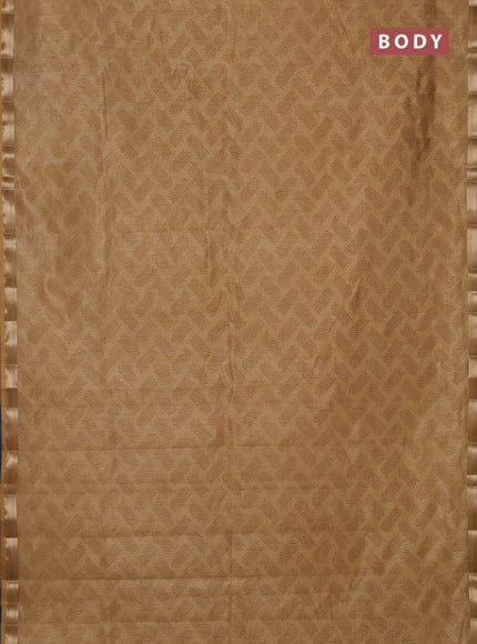 Semi raw silk saree sandal with allover geometric butta prints and zari woven border