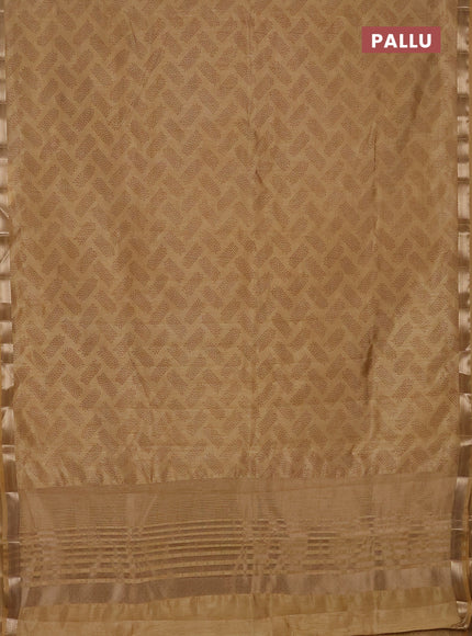 Semi raw silk saree sandal with allover geometric butta prints and zari woven border