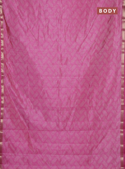 Semi raw silk saree light pink with allover geometric butta prints and zari woven border