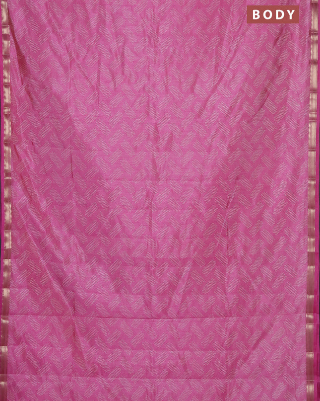 Semi raw silk saree light pink with allover geometric butta prints and zari woven border