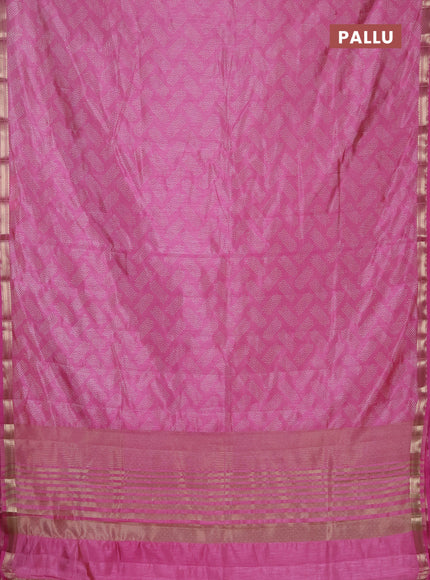 Semi raw silk saree light pink with allover geometric butta prints and zari woven border