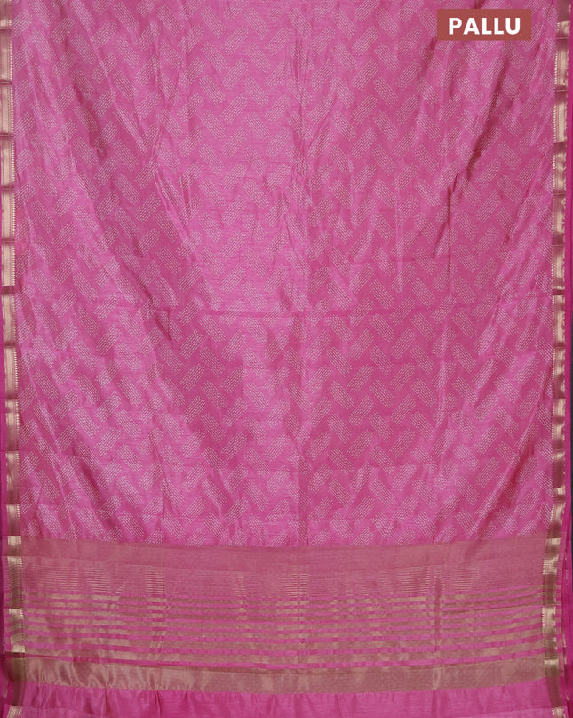 Semi raw silk saree light pink with allover geometric butta prints and zari woven border