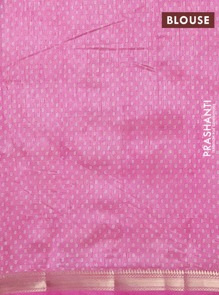 Semi raw silk saree light pink with allover geometric butta prints and zari woven border