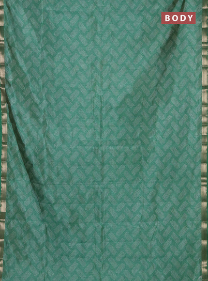 Semi raw silk saree pastel green with allover geometric butta prints and zari woven border