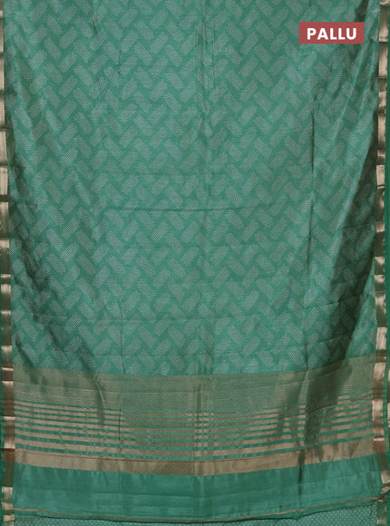Semi raw silk saree pastel green with allover geometric butta prints and zari woven border