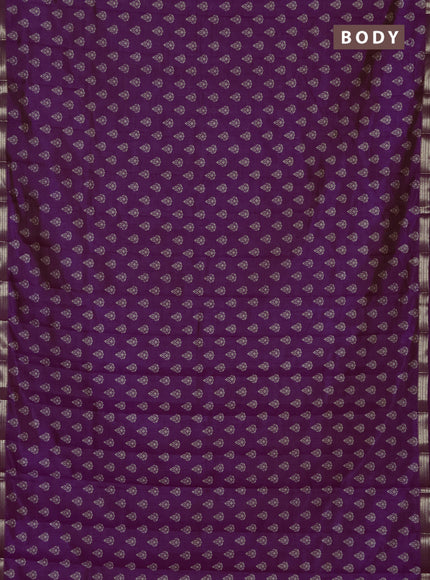 Semi raw silk saree purple with allover butta prints and zari woven border