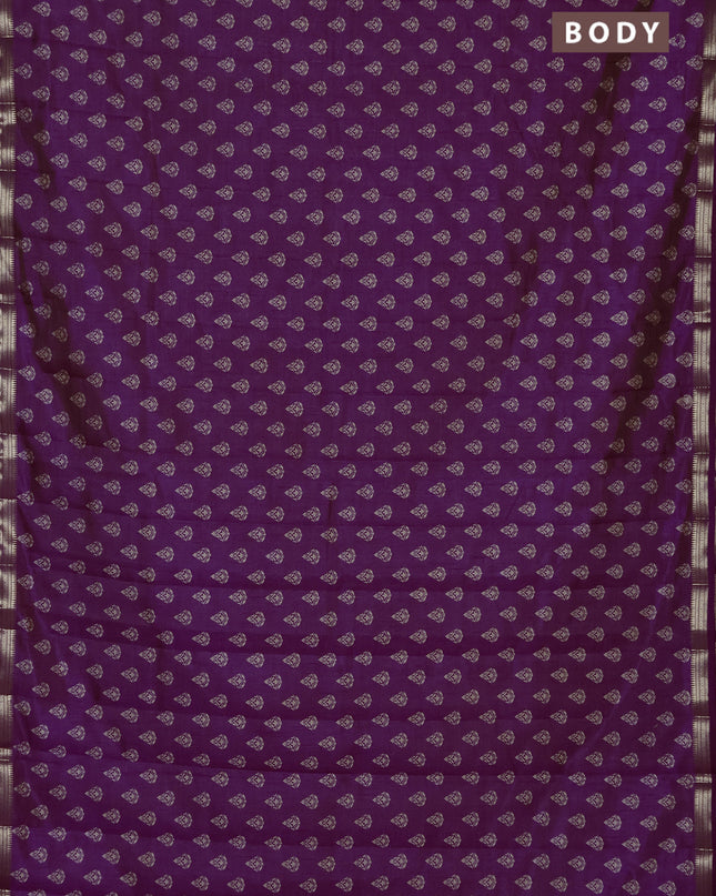 Semi raw silk saree purple with allover butta prints and zari woven border