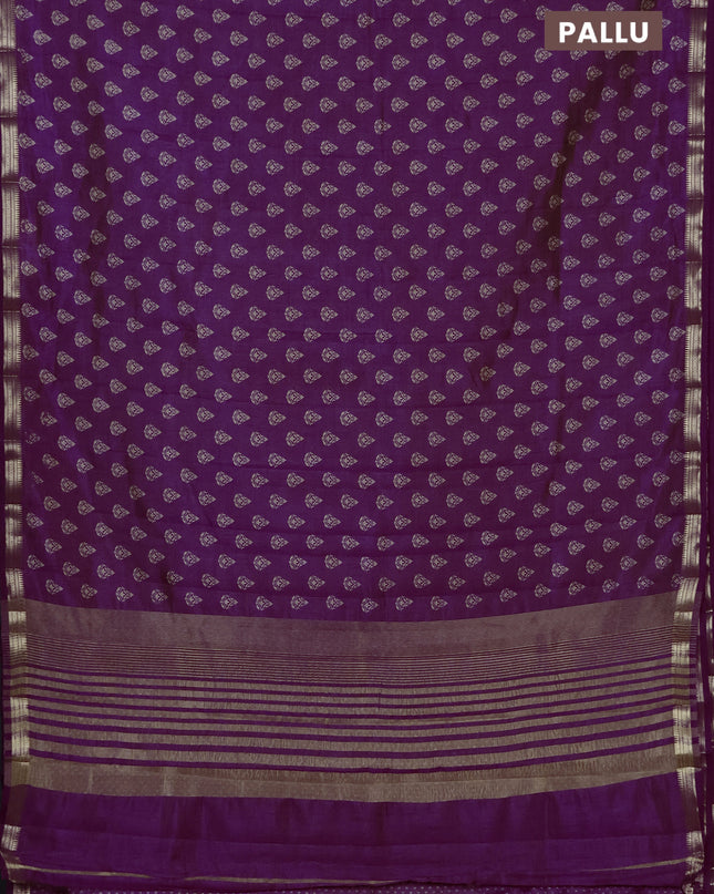 Semi raw silk saree purple with allover butta prints and zari woven border