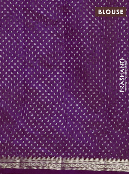 Semi raw silk saree purple with allover butta prints and zari woven border