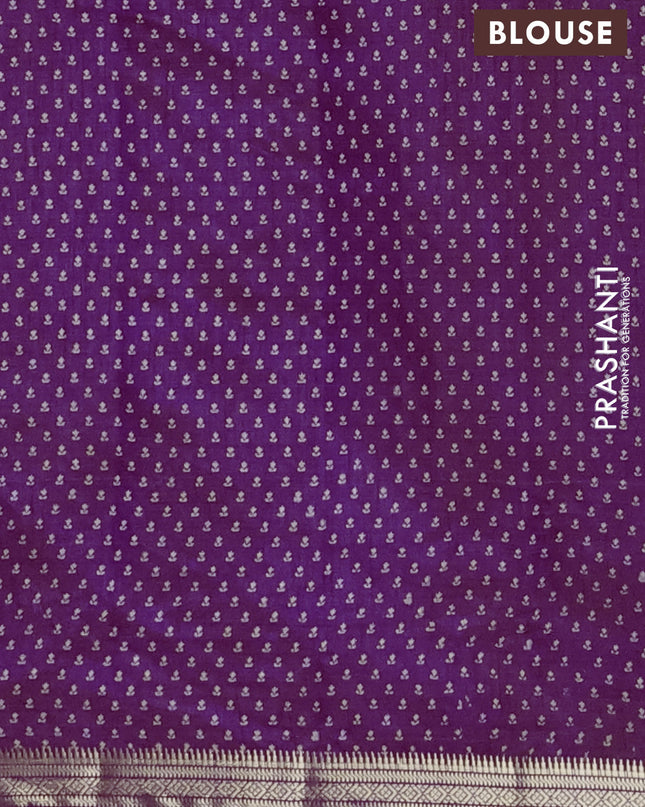 Semi raw silk saree purple with allover butta prints and zari woven border