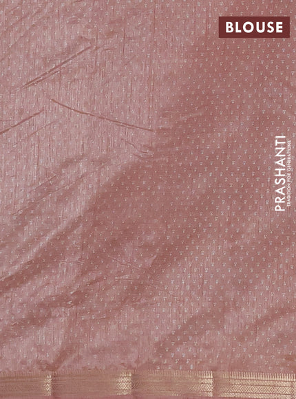 Semi raw silk saree pastel peach with allover butta prints and zari woven border