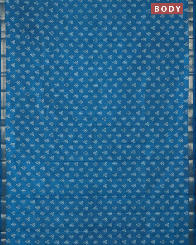 Semi raw silk saree cs blue with allover butta prints and zari woven border